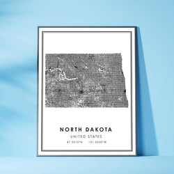 North Dakota, United States Modern Style Map Print 
