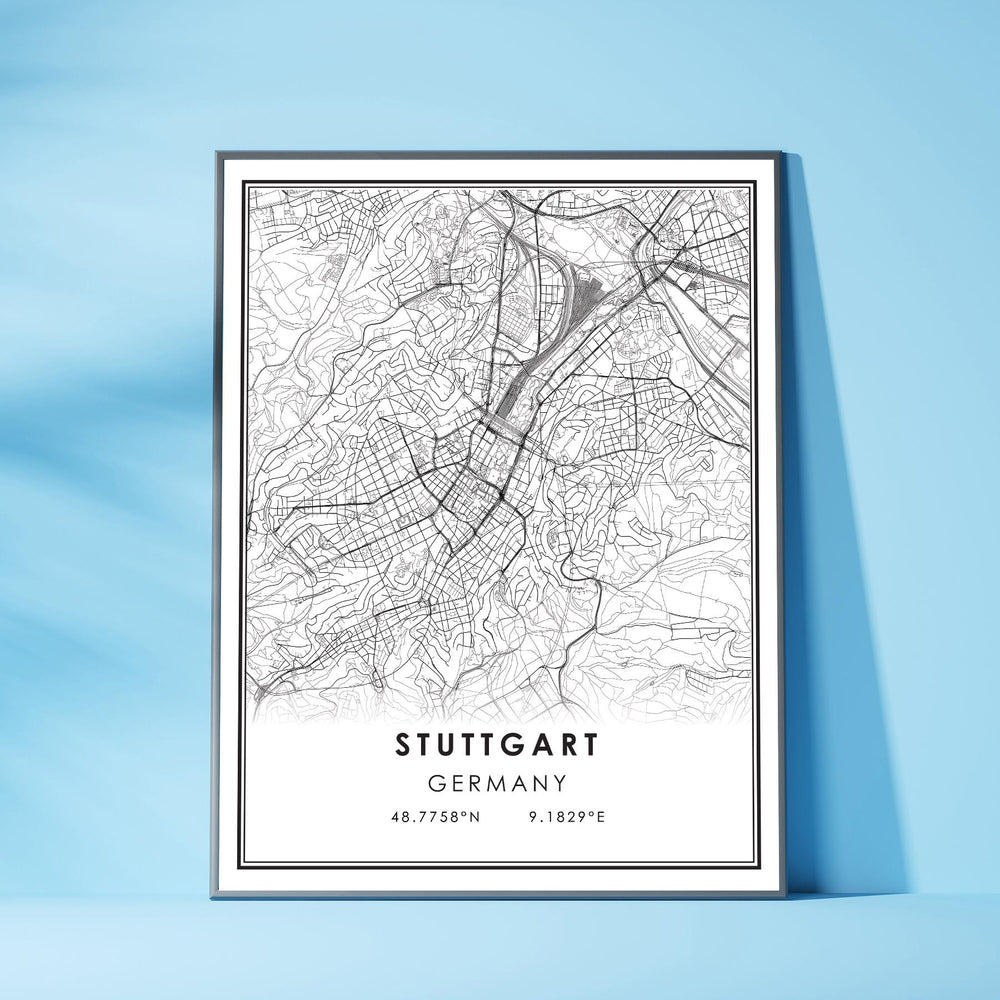 Stuttgart, Germany Modern Style Map Print 