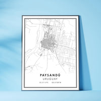 Paysandu, Uruguay Modern Style Map Print
