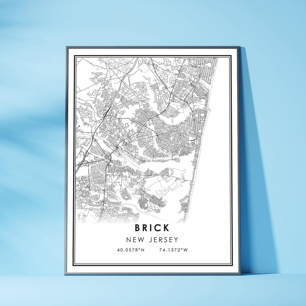 Brick, Jersey Modern Map Print  