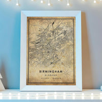 
              Birmingham, Alabama Vintage Style Map Print 
            
