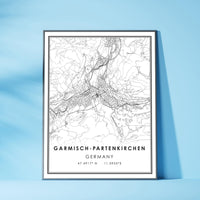 
              Garmisch-Partenkirchen, Germany Modern Style Map Print 
            