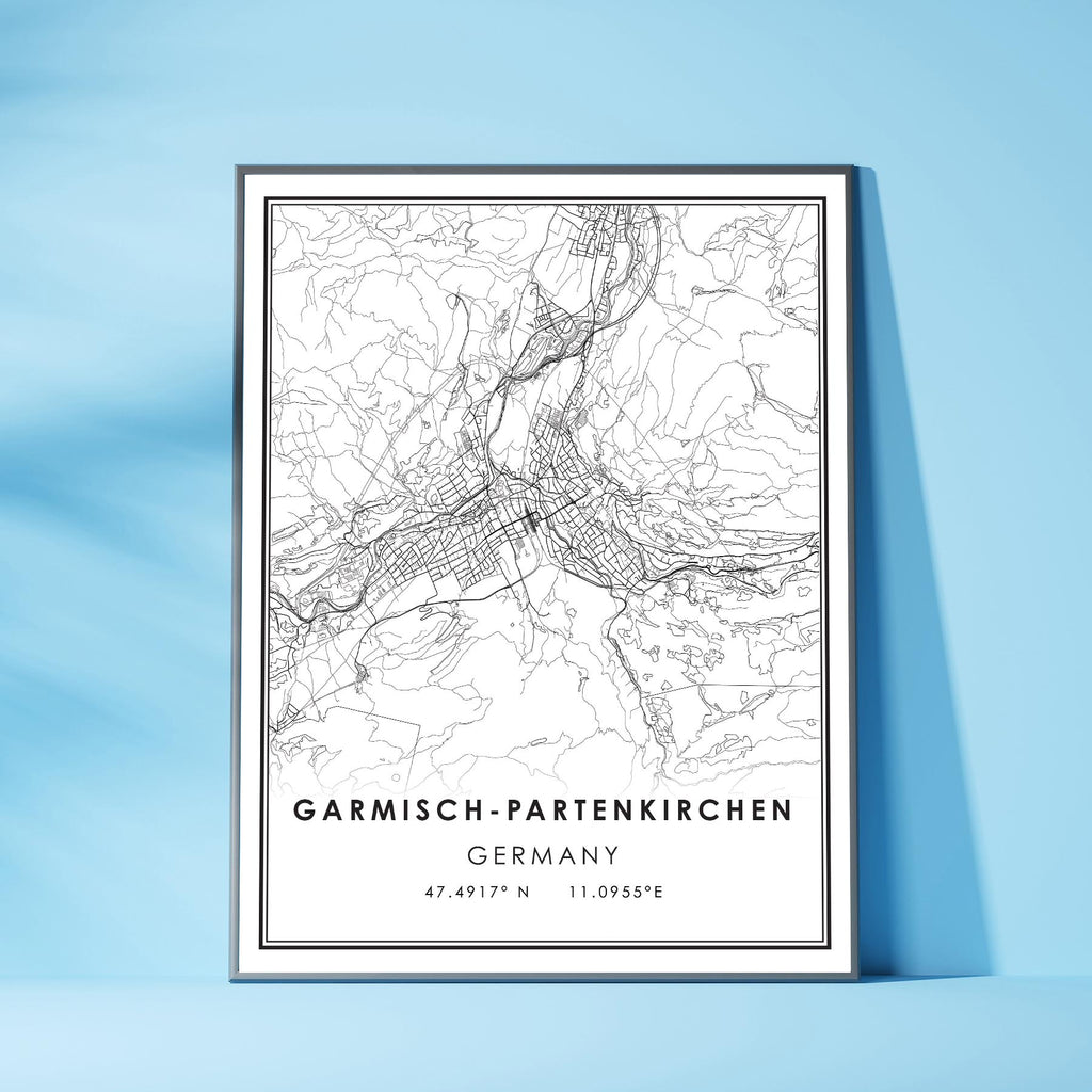 Garmisch-Partenkirchen, Germany Modern Style Map Print 