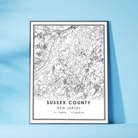 
              Sussex County, New Jersey Modern Map Print
            