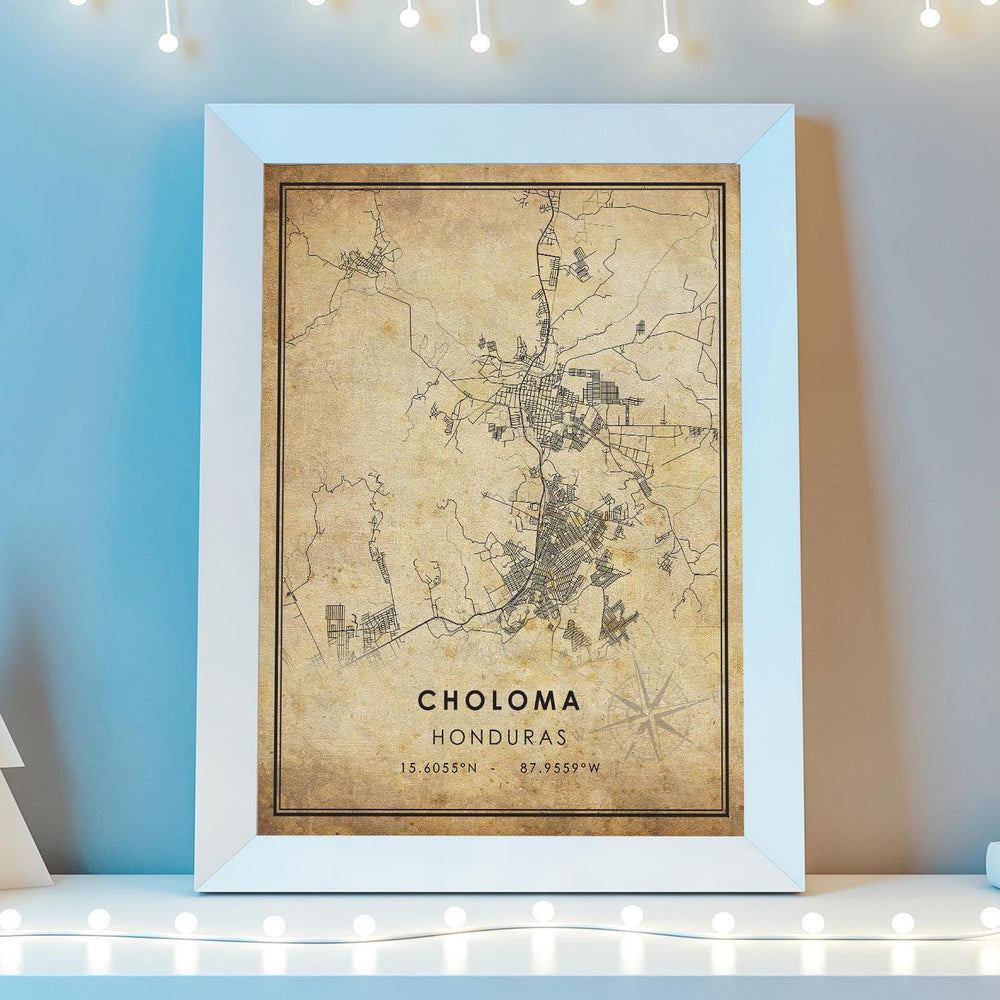Choloma, Honduras Vintage Style Map Print 