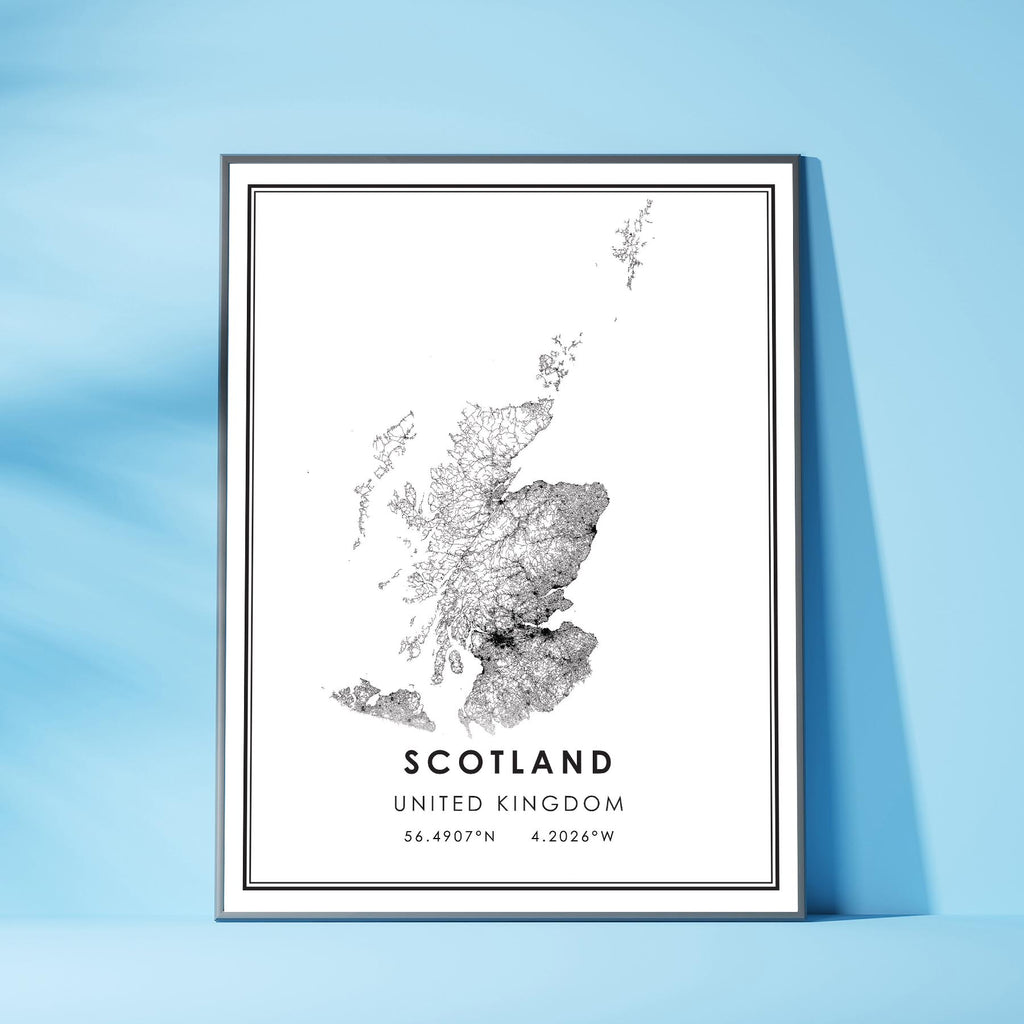 Scotland, United Kingdom Modern Style Map Print 