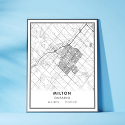Milton, Ontario Modern Style Map Print 