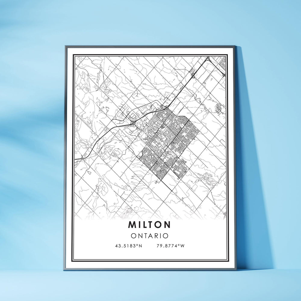 Milton, Ontario Modern Style Map Print 
