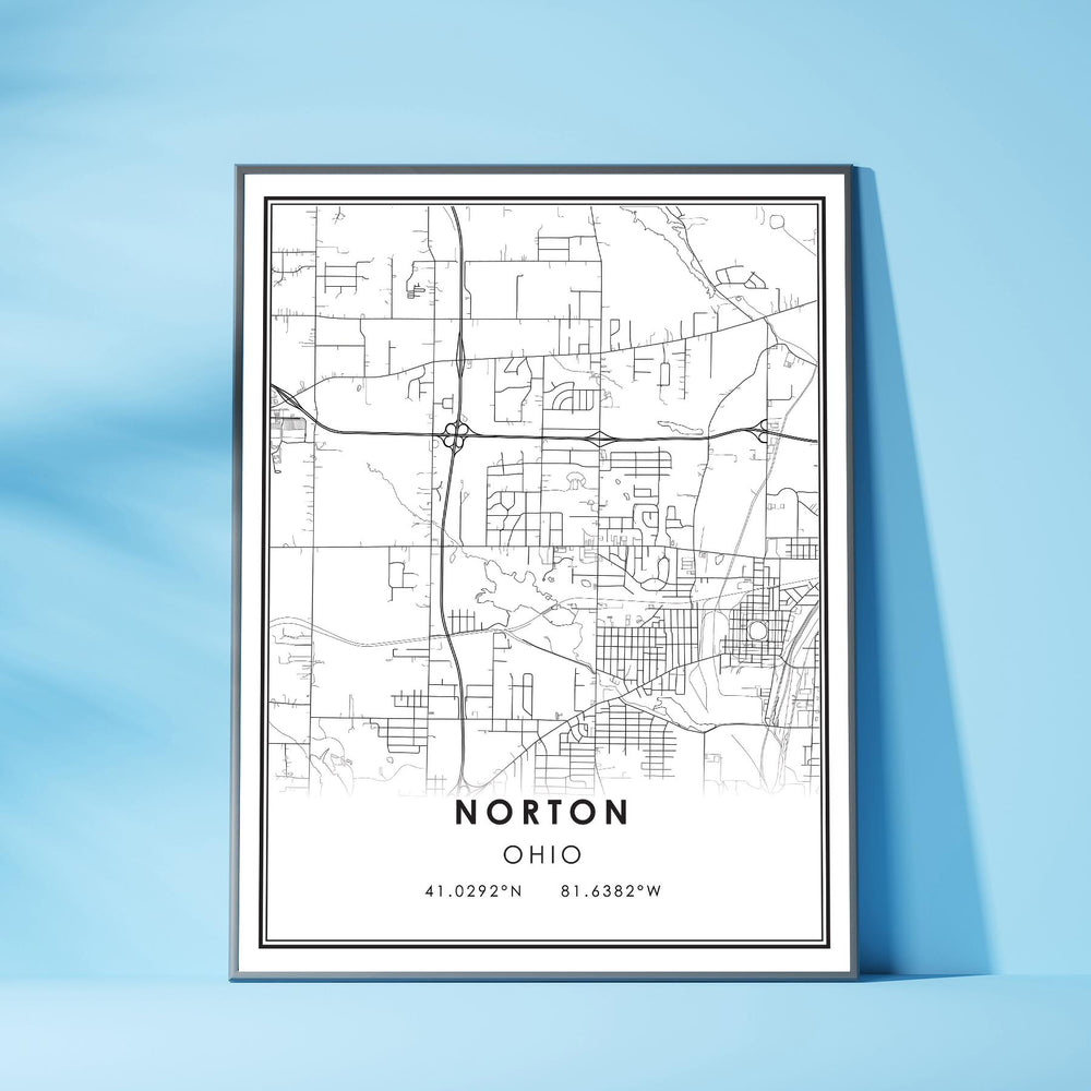 Norton, Ohio Modern Map Print 