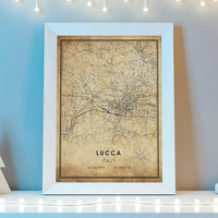 
              Lucca, Italy Vintage Style Map Print 
            