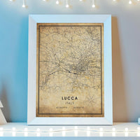 Lucca, Italy Vintage Style Map Print 