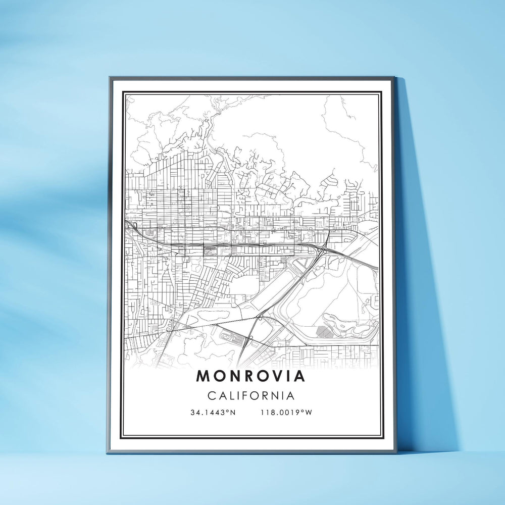 Monrovia, California Modern Map Print 
