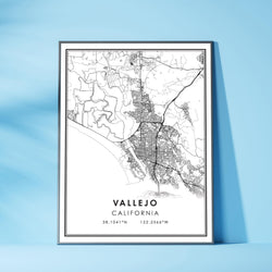 Vallejo, California Modern Map Print 