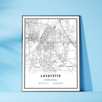 Lafayette, Indiana Modern Map Print
