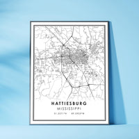 
              Hattiesburg, Mississippi Modern Map Print 
            