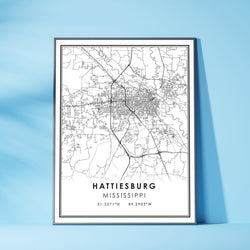 Hattiesburg, Mississippi Modern Map Print 