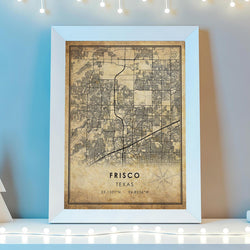 Frisco, Texas Vintage Style Map Print 