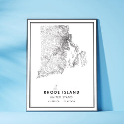 Rhode Island, United States Modern Style Map Print 