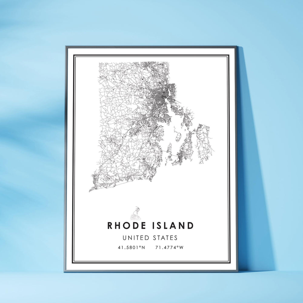 Rhode Island, United States Modern Style Map Print 