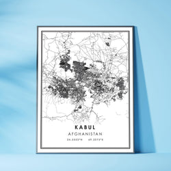 Kabul, Afghanistan Modern Style Map Print