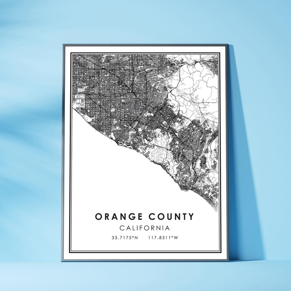 Orange County, California Modern Map Print 