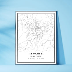Sewanee, Tennessee Modern Map Print