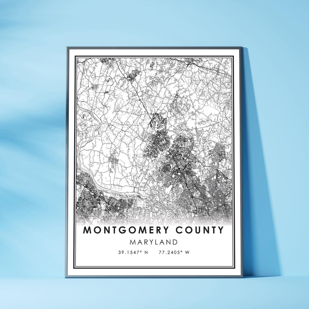 Montgomery County, Maryland Modern Map Print
