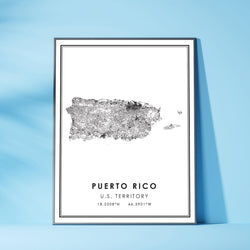 Puerto Rico, US Territory Modern Style Map Print 