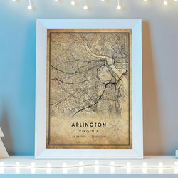 Arlington, Virginia Vintage Style Map Print 