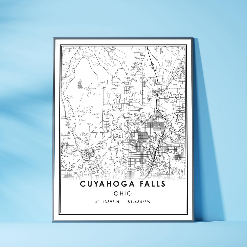 Cuyahoga Falls, Ohio Modern Map Print 