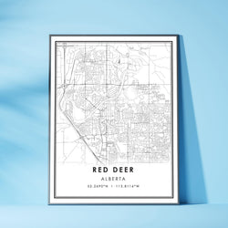 Red Deer, Alberta Modern Style Map Print