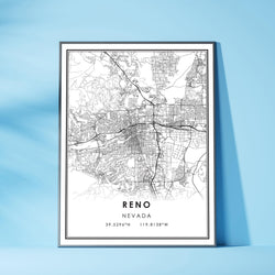 Reno, Nevada Modern Map Print 