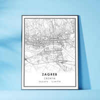 
              Zagreb, Croatia Modern Style Map Print
            