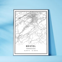 
              Bristol, Tennessee Modern Map Print 
            