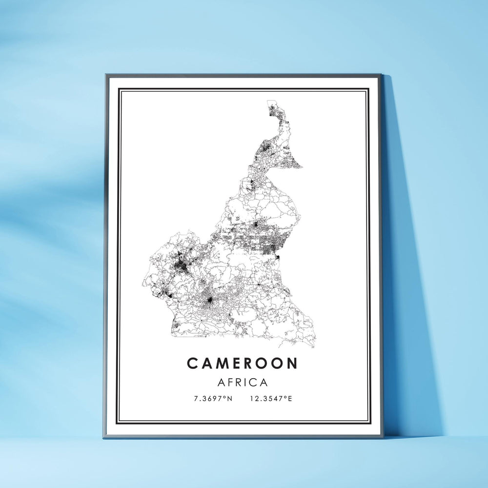 Cameroon, Africa Modern Style Map Print 