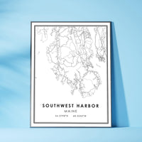 Southwest Harbor, Maine Modern Map Print 