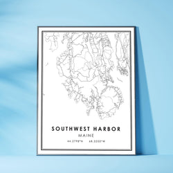 Southwest Harbor, Maine Modern Map Print 