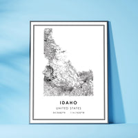 Idaho, United States Modern Style Map Print 
