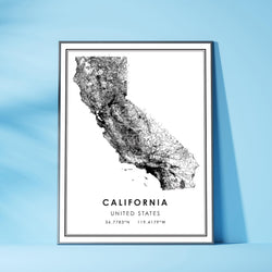California, United States Modern Style Map Print 