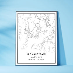 Leonardtown, Maryland Modern Map Print 