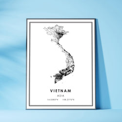 Vietnam, Asia Modern Style Map Print