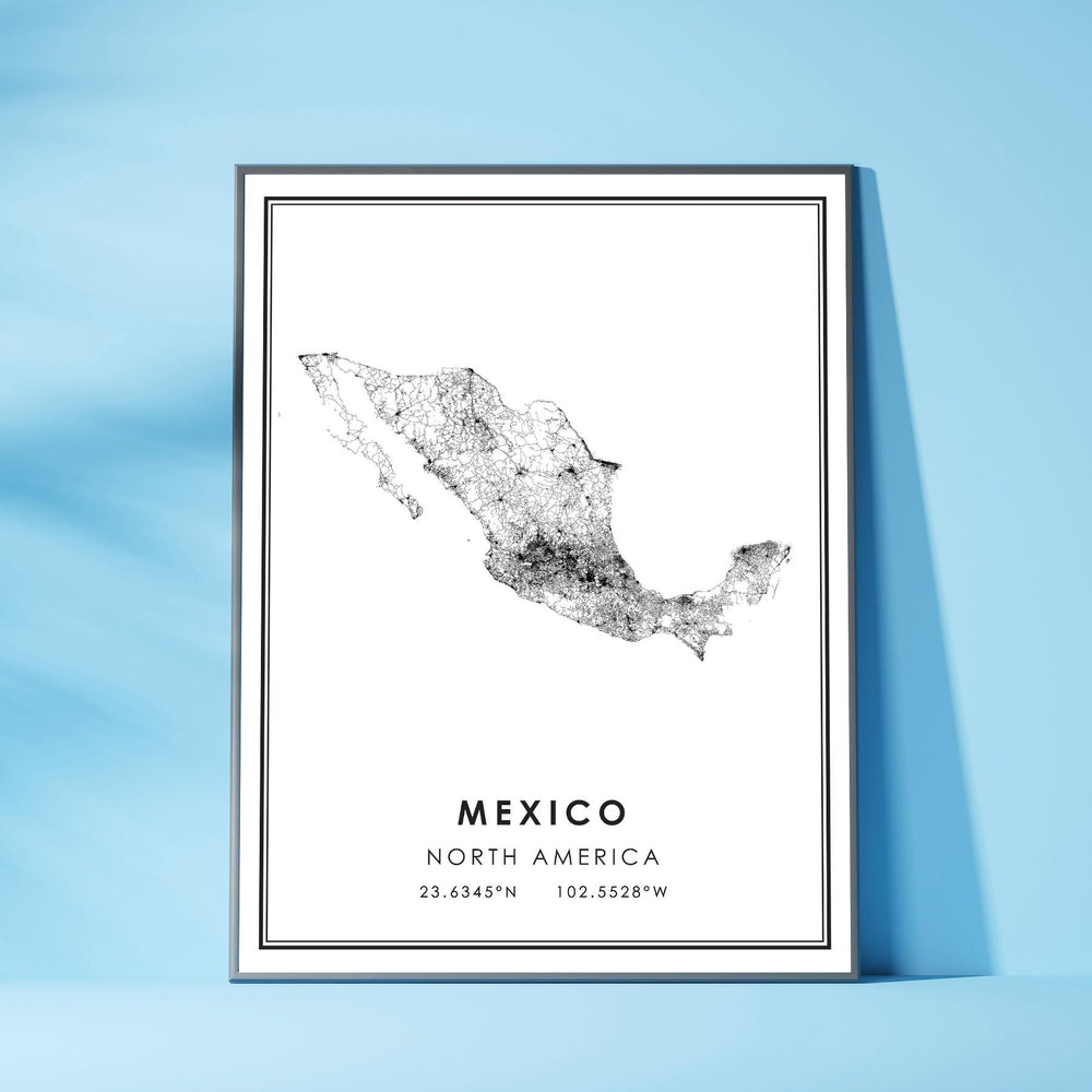 Mexico, North America Modern Style Map Print 