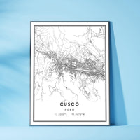 Cusco, Peru Modern Style Map Print 