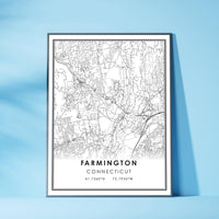 Farmington, Connecticut Modern Map Print 