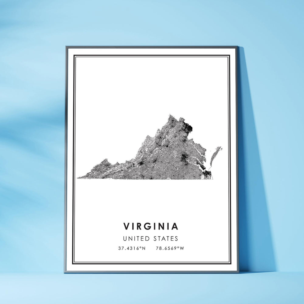 Virginia, United States Modern Style Map Print