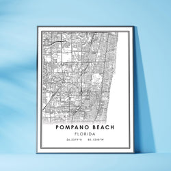 Pompano Beach, Florida Modern Map Print
