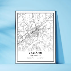 Gallatin, Tennessee Modern Map Print