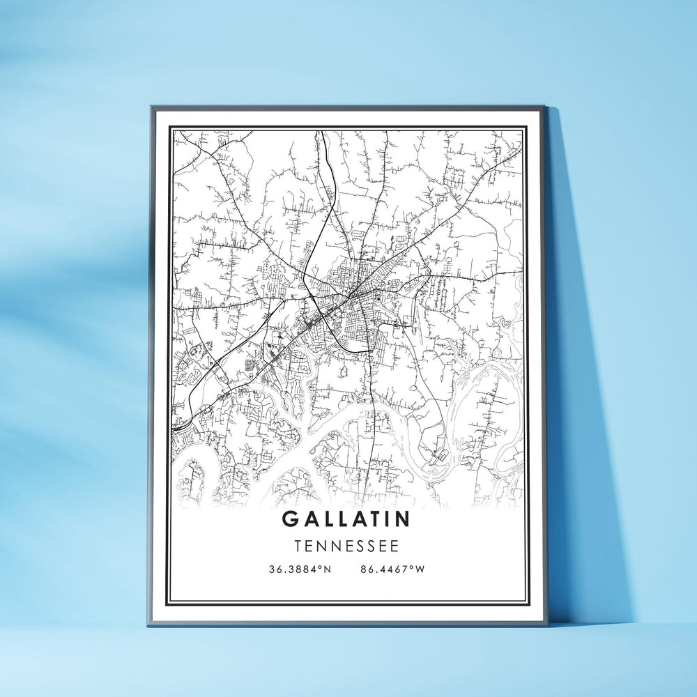 Gallatin, Tennessee Modern Map Print