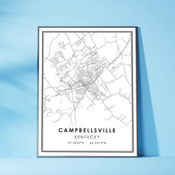 Campbellsville, Kentucky Modern Map Print 