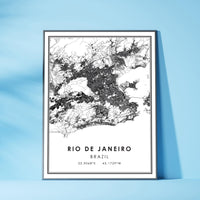 Rio de Janeiro, Brazil Modern Style Map Print